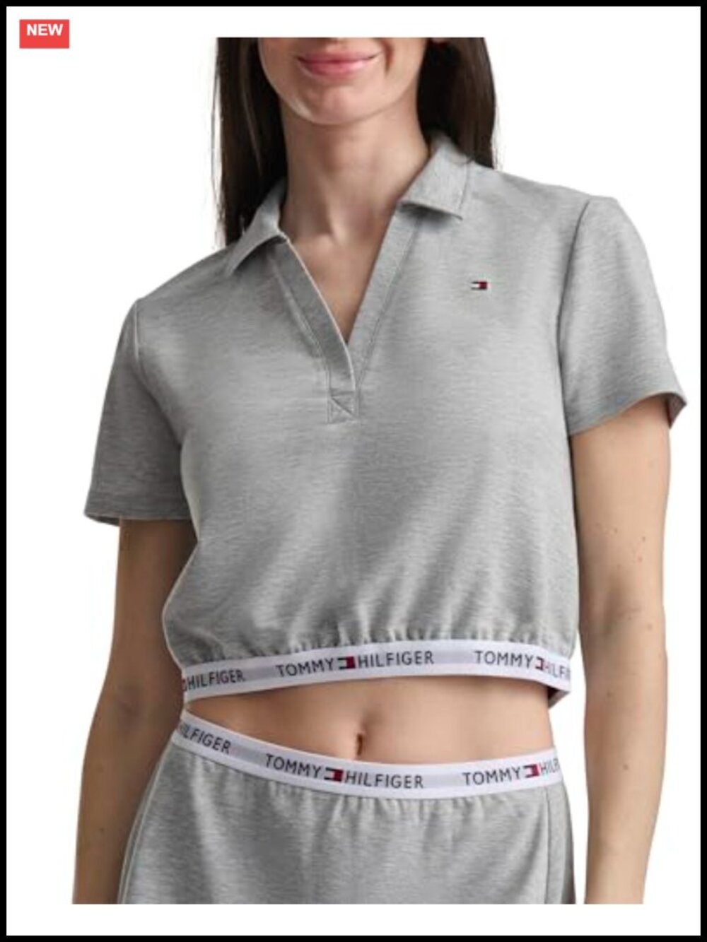 Cropped Short-Sleeve Polo Shirt Relaxed Fit Lightweight Stretch Pullover